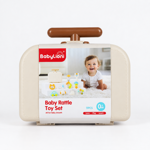 10-Piece Rattle Set in Luggage Case retail packaging