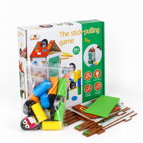 3-in-1 Penguin Stick Pull Game shown with its retail box