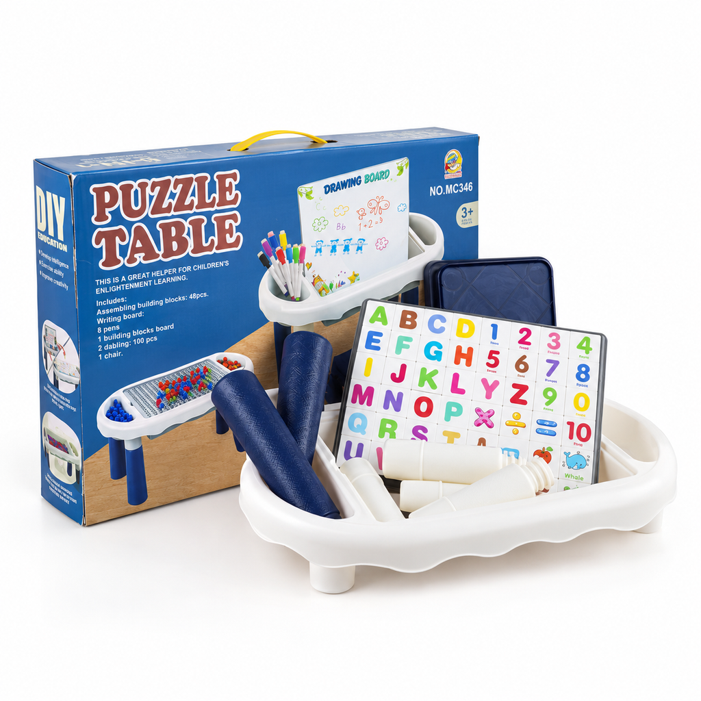 ABC & Number Puzzle Table shown with its retail box