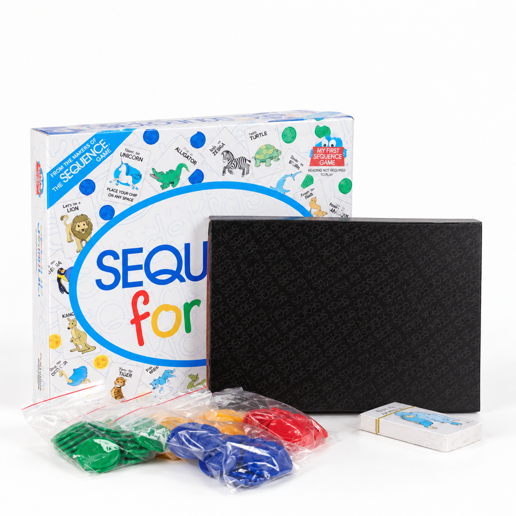 Animal Sequence Game - English and Spanish shown with its retail box