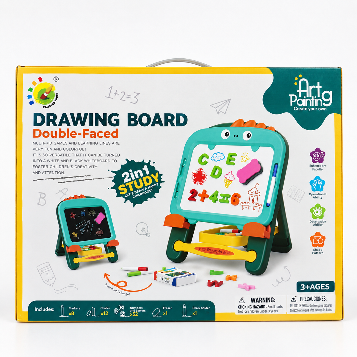 Children's Double-Sided Drawing Board - Green retail box