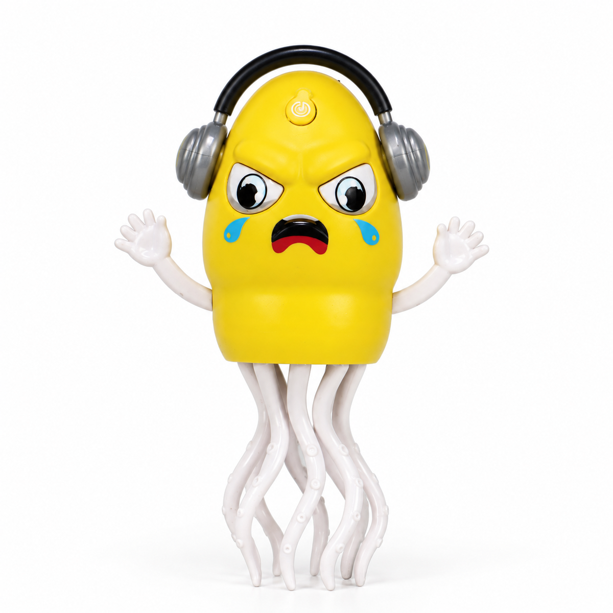 Dancing Squid with Mist Spray: yellow squid toy with headphones and wiggly tentacles