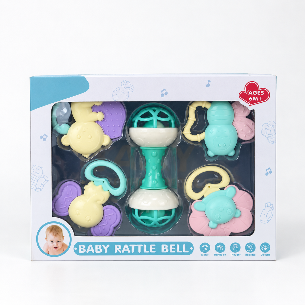 Dumbbell Teether - Macaron Color retail box