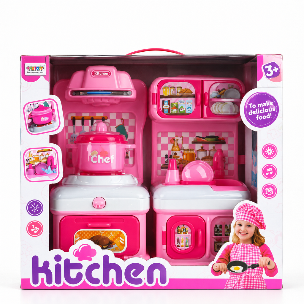 Pink Cartoon Kitchen & Kitchenware Set retail box